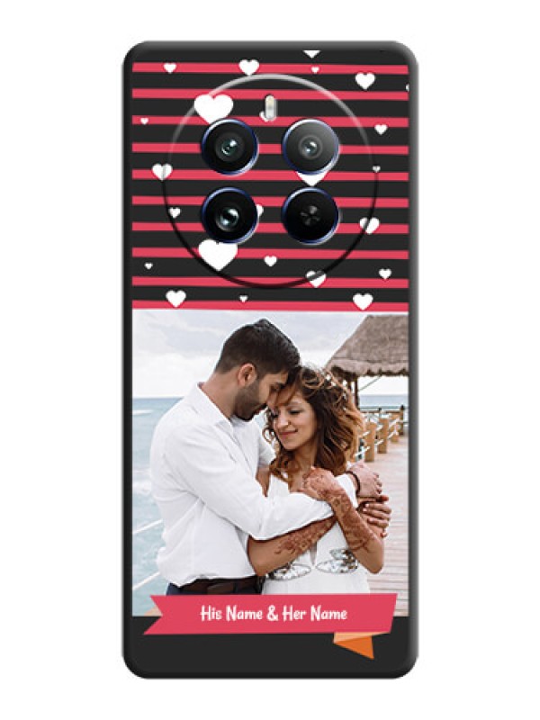 Custom White Color Love Symbols with Pink Lines Pattern on Space Black Custom Soft Matte Phone Cases - Realme 12 Pro 5G