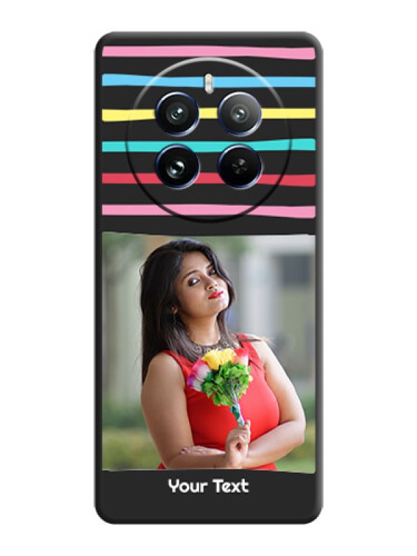 Custom Multicolor Lines with Image on Space Black Personalized Soft Matte Phone Covers - Realme 12 Pro 5G