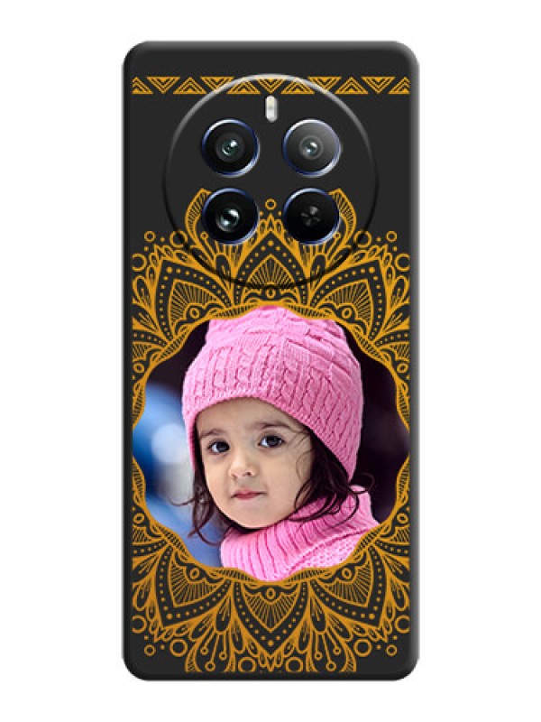 Custom Round Image with Floral Design - Photo on Space Black Soft Matte Mobile Cover - Realme 12 Pro 5G