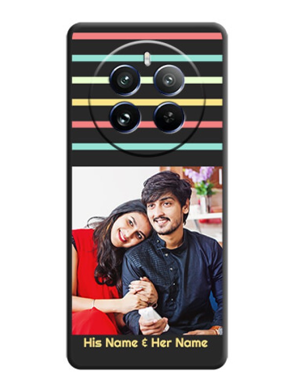 Custom Color Stripes with Photo and Text - Photo on Space Black Soft Matte Mobile Case - Realme 12 Pro 5G