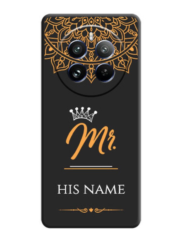 Custom Mr Name with Floral Design on Personalised Space Black Soft Matte Cases - Realme 12 Pro 5G