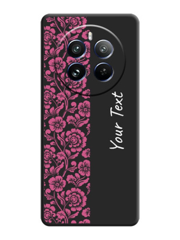 Custom Pink Floral Pattern Design With Custom Text On Space Black Personalized Soft Matte Phone Covers - Realme 12 Pro 5G
