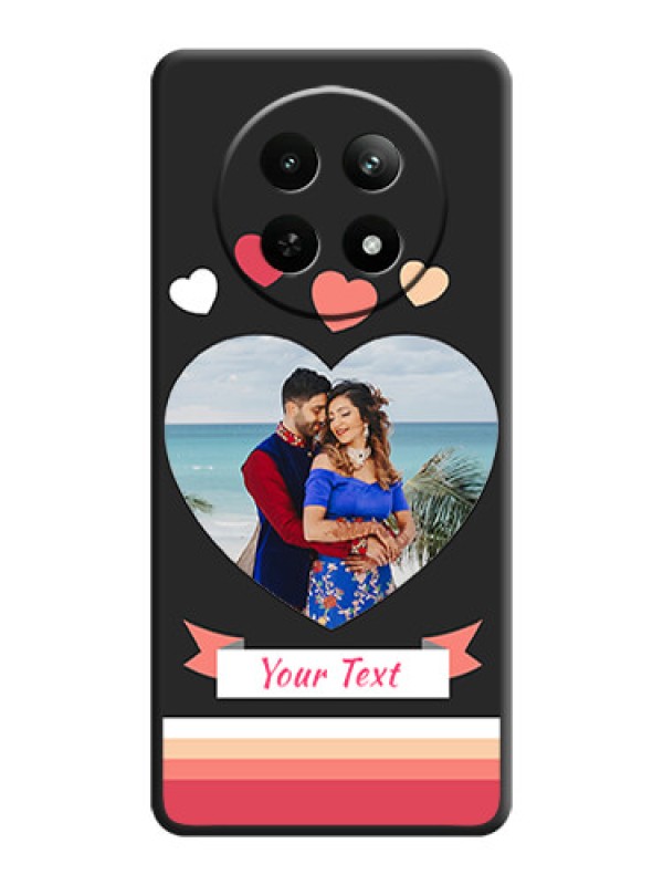 Custom Love Shaped Photo with Colorful Stripes On Space Black Custom Soft Matte Mobile Back Cover - Realme 13 5G