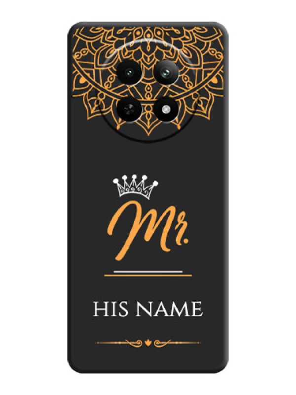 Custom Mr Name with Floral Design On Space Black Custom Soft Matte Mobile Back Cover - Realme 13 5G