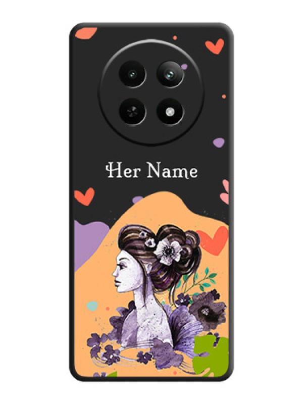 Custom Namecase For Her With Fancy Lady Image On Space Black Custom Soft Matte Mobile Back Cover - Realme 13 5G