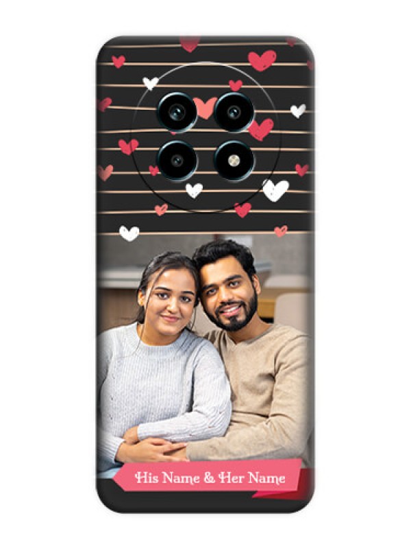 Custom Love Pattern with Name on Pink Ribbon on Photo On Space Black Custom Soft Matte Mobile Back Cover - Realme 13 Pro 5G