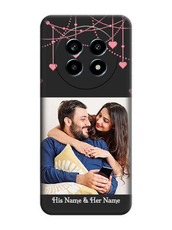 Custom Pink Love Hangings with Text On Space Black Custom Soft Matte Mobile Back Cover - Realme 13 Pro 5G