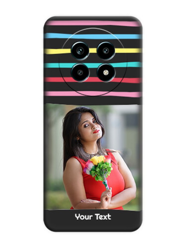 Custom Multicolor Lines with Image On Space Black Custom Soft Matte Mobile Back Cover - Realme 13 Pro 5G