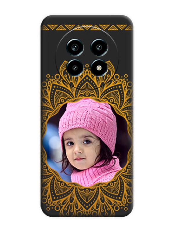 Custom Round Image with Floral Design On Space Black Custom Soft Matte Mobile Back Cover - Realme 13 Pro 5G