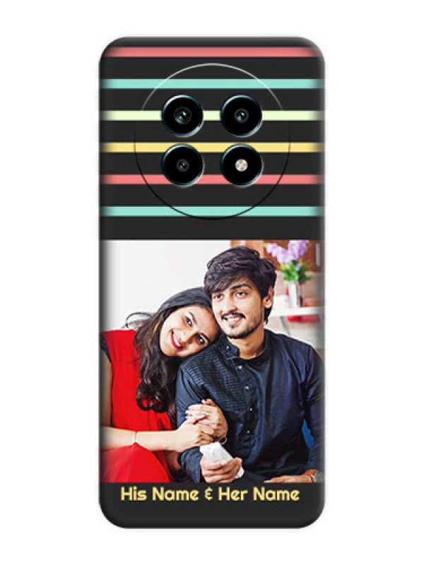 Custom Color Stripes with Photo and Text on Photo On Space Black Custom Soft Matte Mobile Back Cover - Realme 13 Pro 5G