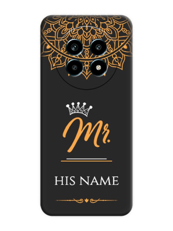 Custom Mr Name with Floral Design On Space Black Custom Soft Matte Mobile Back Cover - Realme 13 Pro 5G