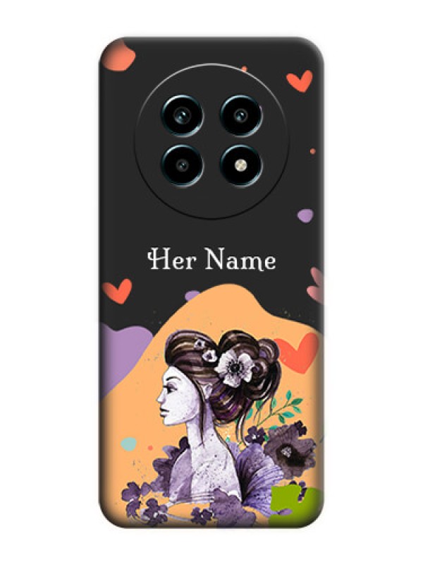 Custom Namecase For Her With Fancy Lady Image On Space Black Custom Soft Matte Mobile Back Cover - Realme 13 Pro 5G