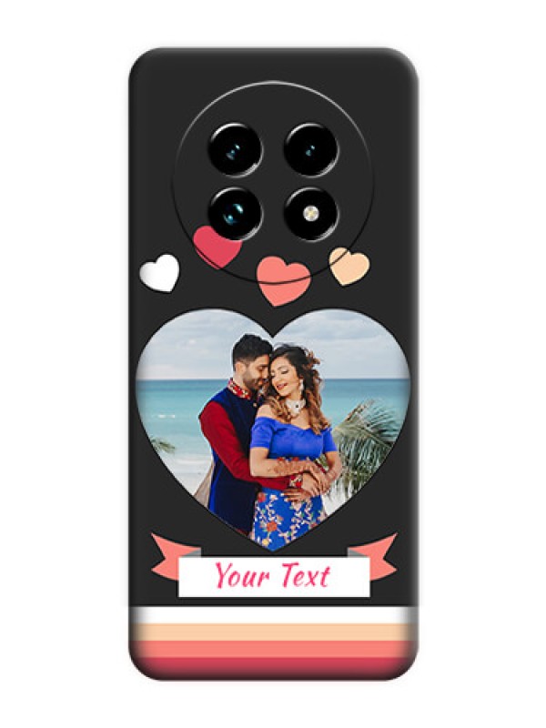 Custom Love Shaped Photo with Colorful Stripes On Space Black Custom Soft Matte Mobile Back Cover - Realme 13 Pro Plus 5G