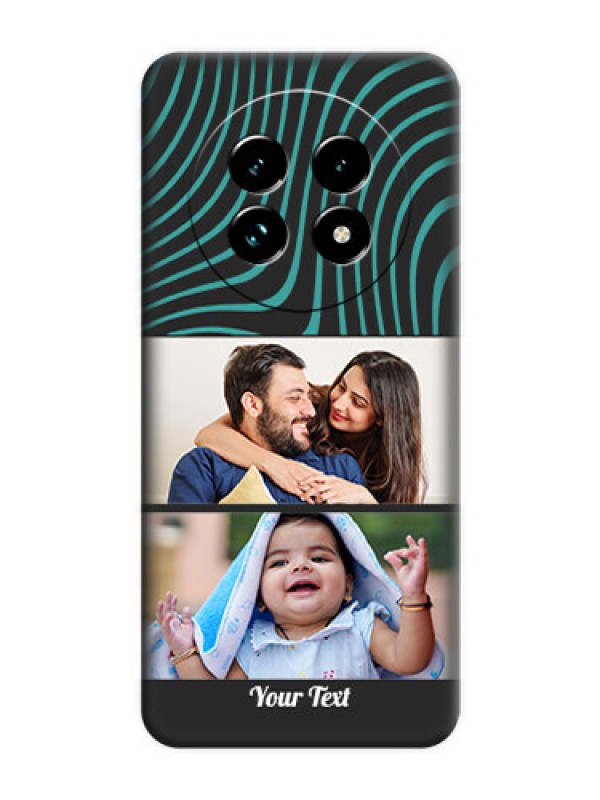 Custom Wave Pattern with 2 Image Holder On Space Black Custom Soft Matte Mobile Back Cover - Realme 13 Pro Plus 5G