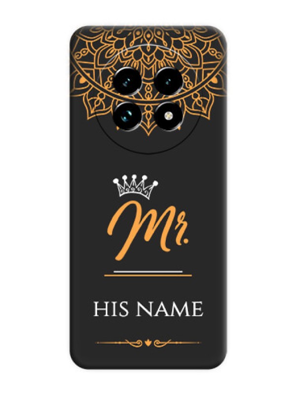 Custom Mr Name with Floral Design On Space Black Custom Soft Matte Mobile Back Cover - Realme 13 Pro Plus 5G