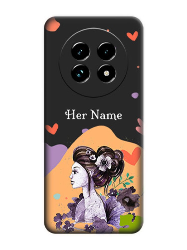 Custom Namecase For Her With Fancy Lady Image On Space Black Custom Soft Matte Mobile Back Cover - Realme 13 Pro Plus 5G