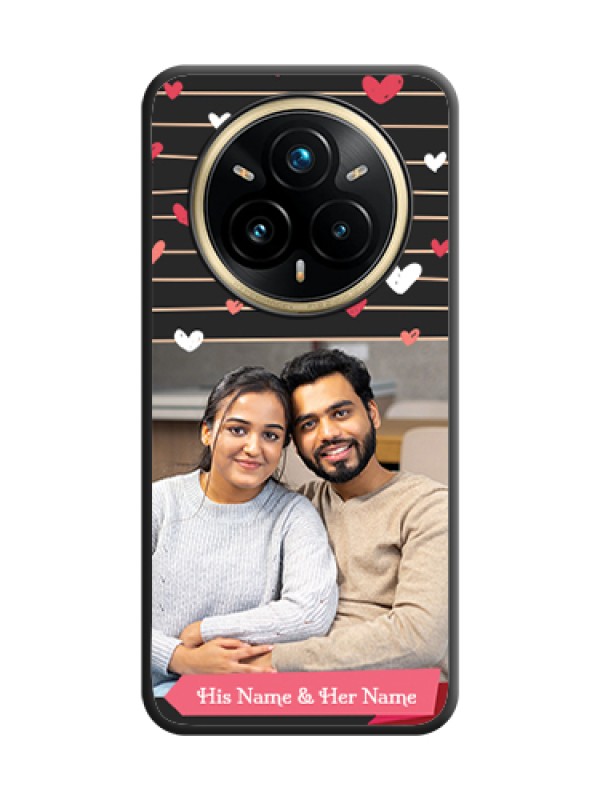 Custom Love Pattern with Name on Pink Ribbon on Photo On Space Black Custom Soft Matte Mobile Back Cover - Realme 14 Pro Plus 5G