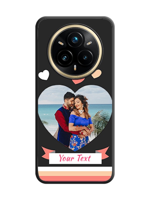 Custom Love Shaped Photo with Colorful Stripes On Space Black Custom Soft Matte Mobile Back Cover - Realme 14 Pro Plus 5G
