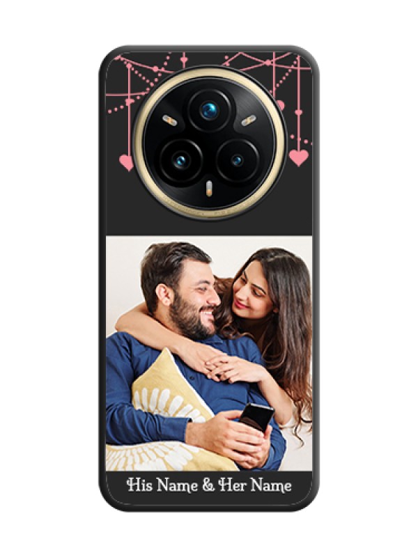 Custom Pink Love Hangings with Text On Space Black Custom Soft Matte Mobile Back Cover - Realme 14 Pro Plus 5G