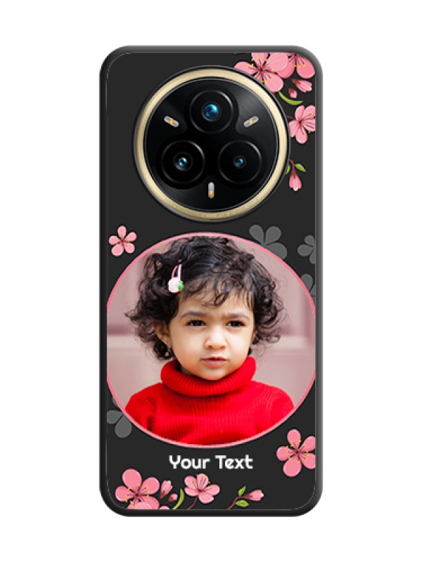 Custom Round Image with Pink Color Floral Design on Photo On Space Black Custom Soft Matte Mobile Back Cover - Realme 14 Pro Plus 5G