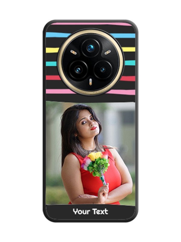 Custom Multicolor Lines with Image On Space Black Custom Soft Matte Mobile Back Cover - Realme 14 Pro Plus 5G