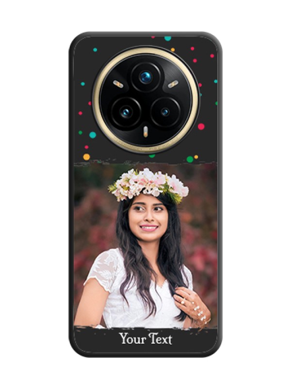 Custom Multicolor Dotted Pattern with Text On Space Black Custom Soft Matte Mobile Back Cover - Realme 14 Pro Plus 5G
