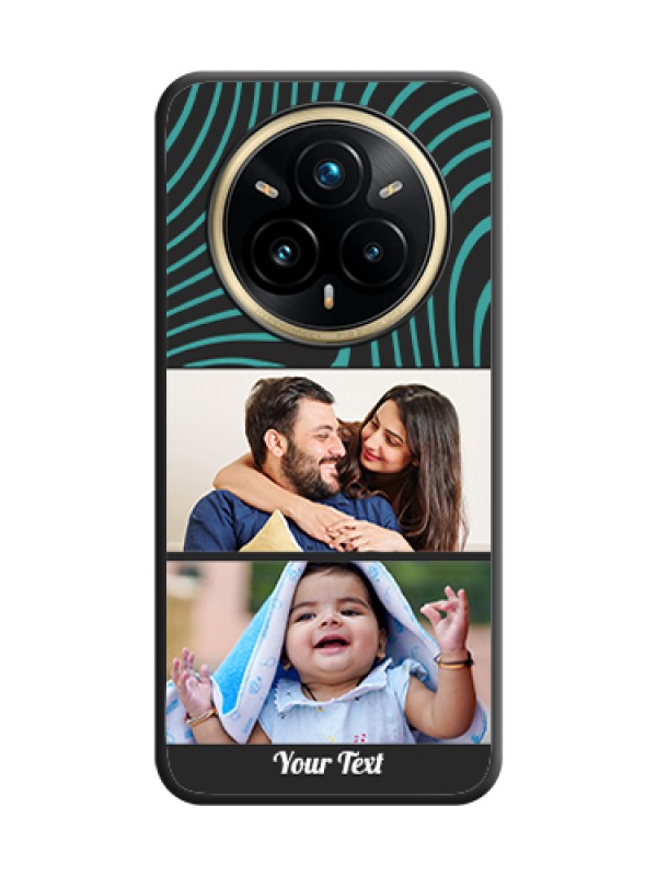 Custom Wave Pattern with 2 Image Holder On Space Black Custom Soft Matte Mobile Back Cover - Realme 14 Pro Plus 5G