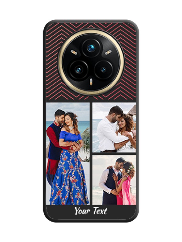 Custom Wave Pattern with 3 Image Holder On Space Black Custom Soft Matte Mobile Back Cover - Realme 14 Pro Plus 5G