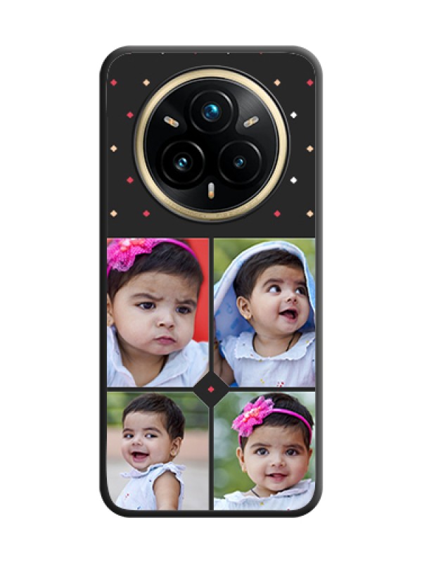 Custom Multicolor Dotted Pattern with 4 Image Holder On Space Black Custom Soft Matte Mobile Back Cover - Realme 14 Pro Plus 5G