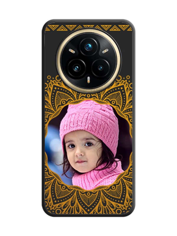 Custom Round Image with Floral Design On Space Black Custom Soft Matte Mobile Back Cover - Realme 14 Pro Plus 5G