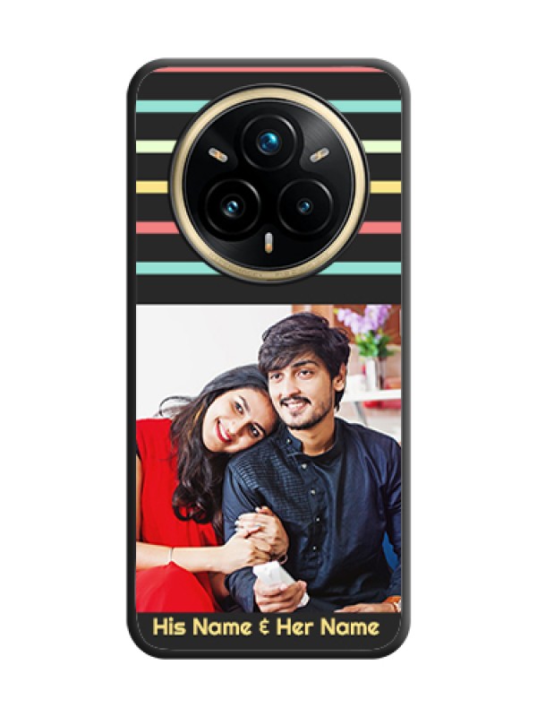 Custom Color Stripes with Photo and Text on Photo On Space Black Custom Soft Matte Mobile Back Cover - Realme 14 Pro Plus 5G