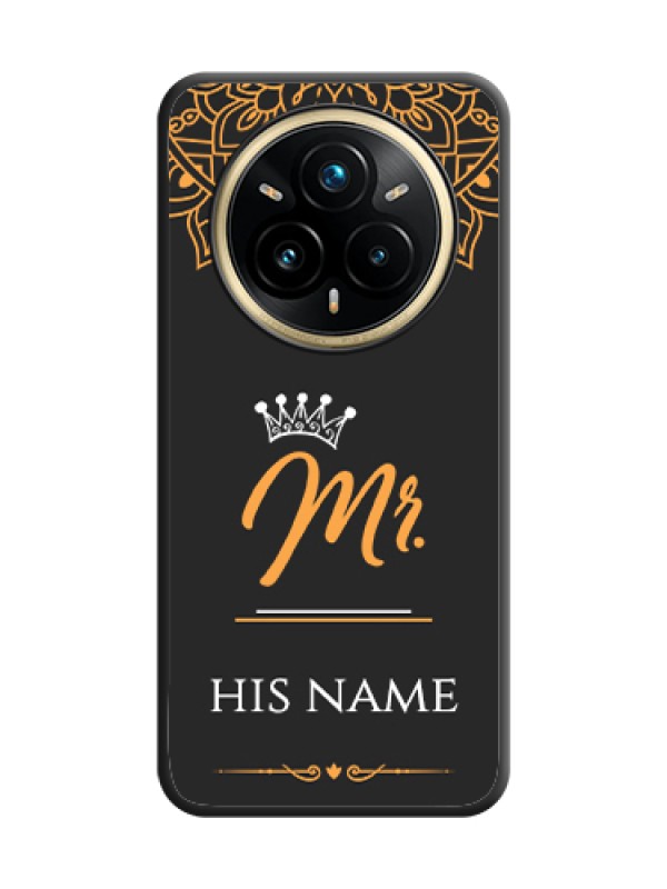 Custom Mr Name with Floral Design On Space Black Custom Soft Matte Mobile Back Cover - Realme 14 Pro Plus 5G
