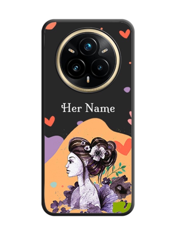 Custom Namecase For Her With Fancy Lady Image On Space Black Custom Soft Matte Mobile Back Cover - Realme 14 Pro Plus 5G