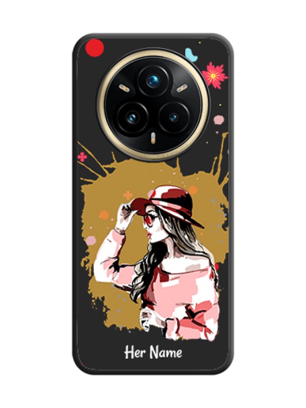 Custom Mordern Lady With Color Splash Background With Custom Text On Space Black Custom Soft Matte Mobile Back Cover - Realme 14 Pro Plus 5G