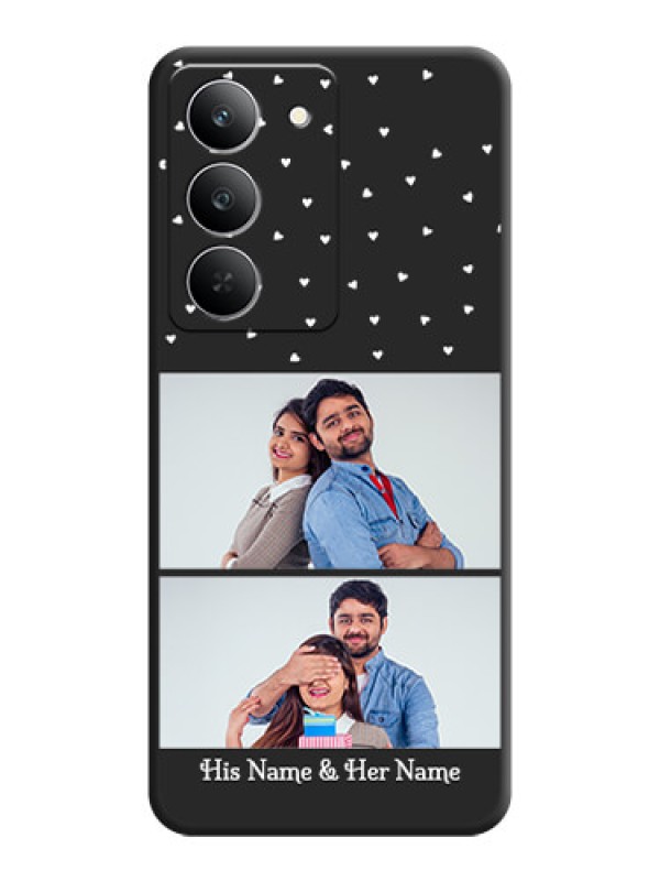 Custom Miniature Love Symbols with Name On Space Black Custom Soft Matte Mobile Back Cover - Realme 14x 5G