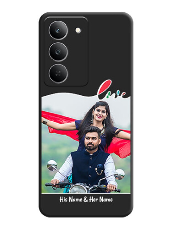 Custom Fall in Love Pattern with Picture on Photo On Space Black Custom Soft Matte Mobile Back Cover - Realme 14x 5G