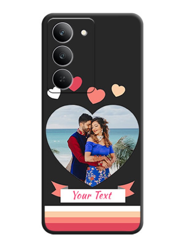 Custom Love Shaped Photo with Colorful Stripes On Space Black Custom Soft Matte Mobile Back Cover - Realme 14x 5G
