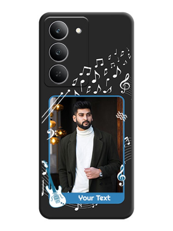 Custom Musical Theme Design with Text on Photo On Space Black Custom Soft Matte Mobile Back Cover - Realme 14x 5G