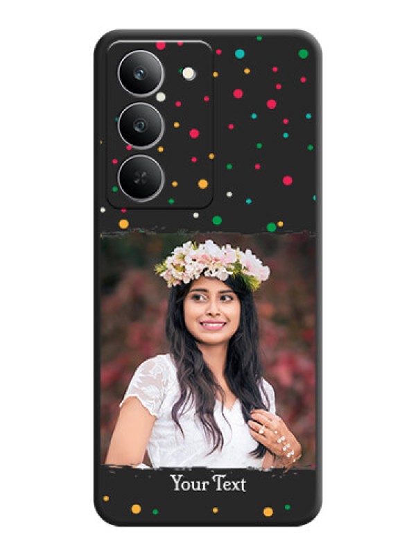 Custom Multicolor Dotted Pattern with Text On Space Black Custom Soft Matte Mobile Back Cover - Realme 14x 5G