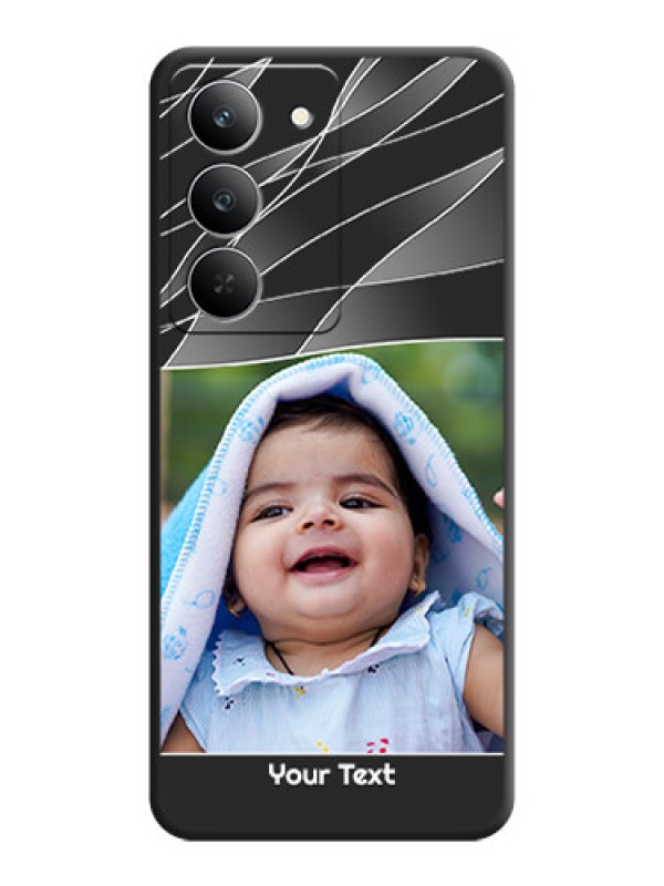 Custom Mixed Wave Lines on Photo On Space Black Custom Soft Matte Mobile Back Cover - Realme 14x 5G
