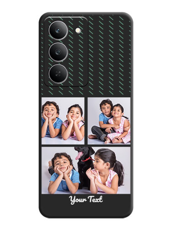 Custom Cross Dotted Pattern with 2 Image Holder On Space Black Custom Soft Matte Mobile Back Cover - Realme 14x 5G