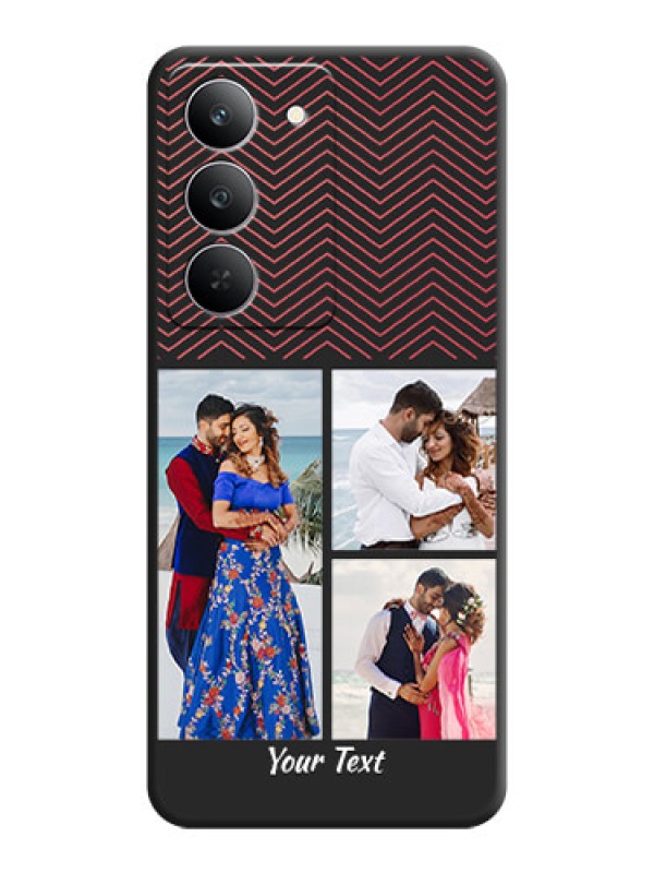 Custom Wave Pattern with 3 Image Holder On Space Black Custom Soft Matte Mobile Back Cover - Realme 14x 5G