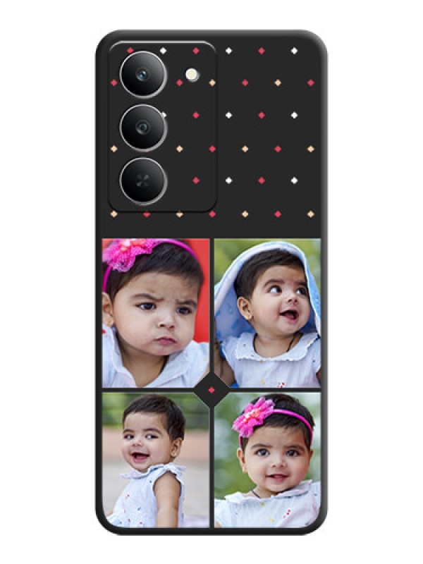 Custom Multicolor Dotted Pattern with 4 Image Holder On Space Black Custom Soft Matte Mobile Back Cover - Realme 14x 5G