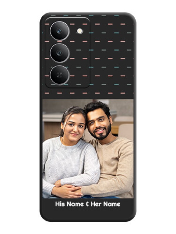 Custom Line Pattern Design with Text On Space Black Custom Soft Matte Mobile Back Cover - Realme 14x 5G