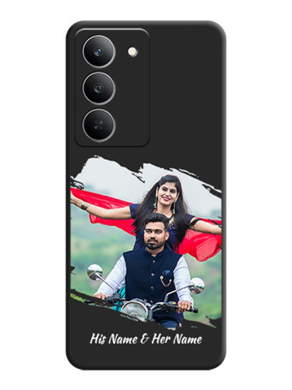 Custom Grunge Brush Strokes on Photo On Space Black Custom Soft Matte Mobile Back Cover - Realme 14x 5G