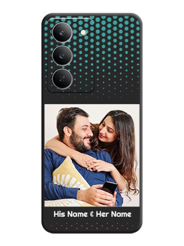 Custom Faded Dots with Grunge Photo Frame and Text On Space Black Custom Soft Matte Mobile Back Cover - Realme 14x 5G