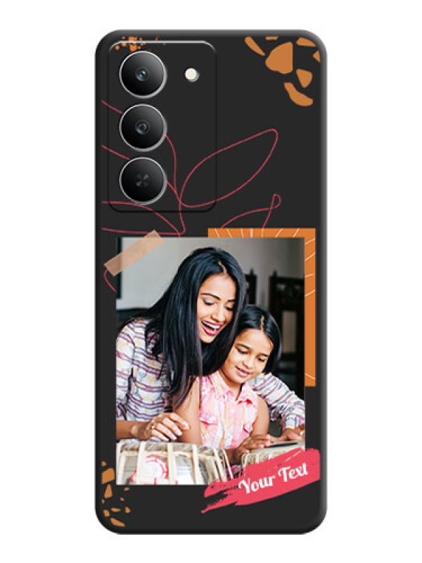 Custom Orange Photo Frame On Space Black Custom Soft Matte Mobile Back Cover - Realme 14x 5G