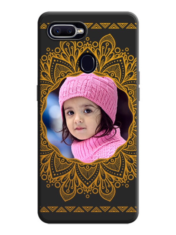 Custom Round Image with Floral Design - Photo on Space Black Soft Matte Mobile Cover - Realme 2 Pro