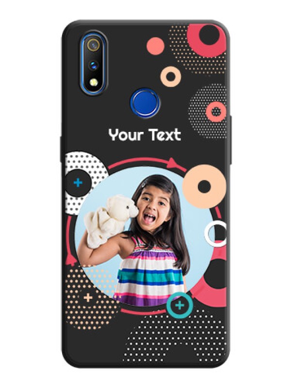 Custom Multicoloured Round Image on Personalised Space Black Soft Matte Cases - Realme 3 Pro