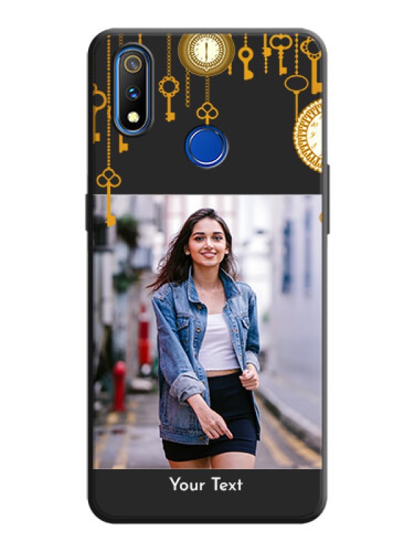 Custom Decorative Design with Text on Space Black Custom Soft Matte Back Cover - Realme 3 Pro